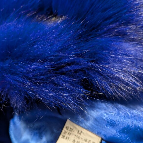 Royal Blue Fox Fur Jacket - Picture 13 of 15